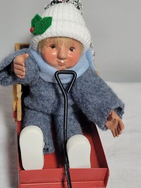 Byers' Choice Toddler on Sled Figurine 2012 | Christmas Caroler